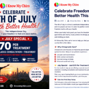 July chiropractic special at I Know My Chiro in Manhattan featuring a $70 consultation and chiropractic treatment for patients without insurance.
